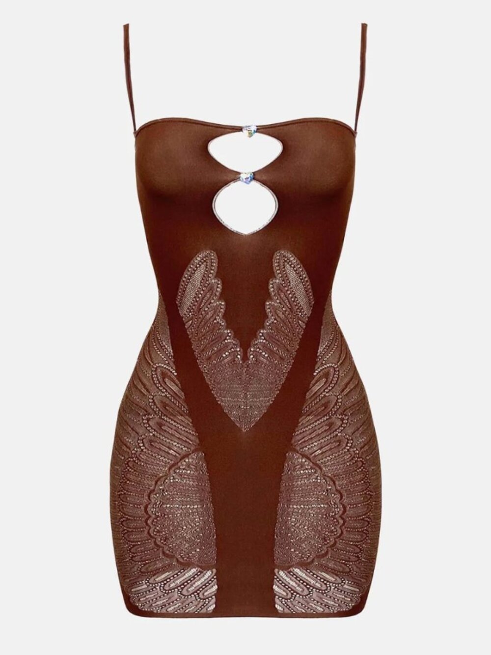 NEW Poster Girl Gisele Mini Dress Old Money Brown Fishnet Sheer Mesh Sleeveless